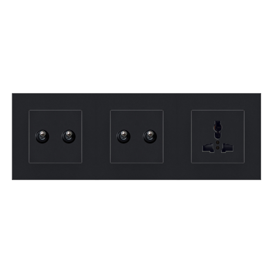 Three connecter + two opening + two opening + two universal socket Black