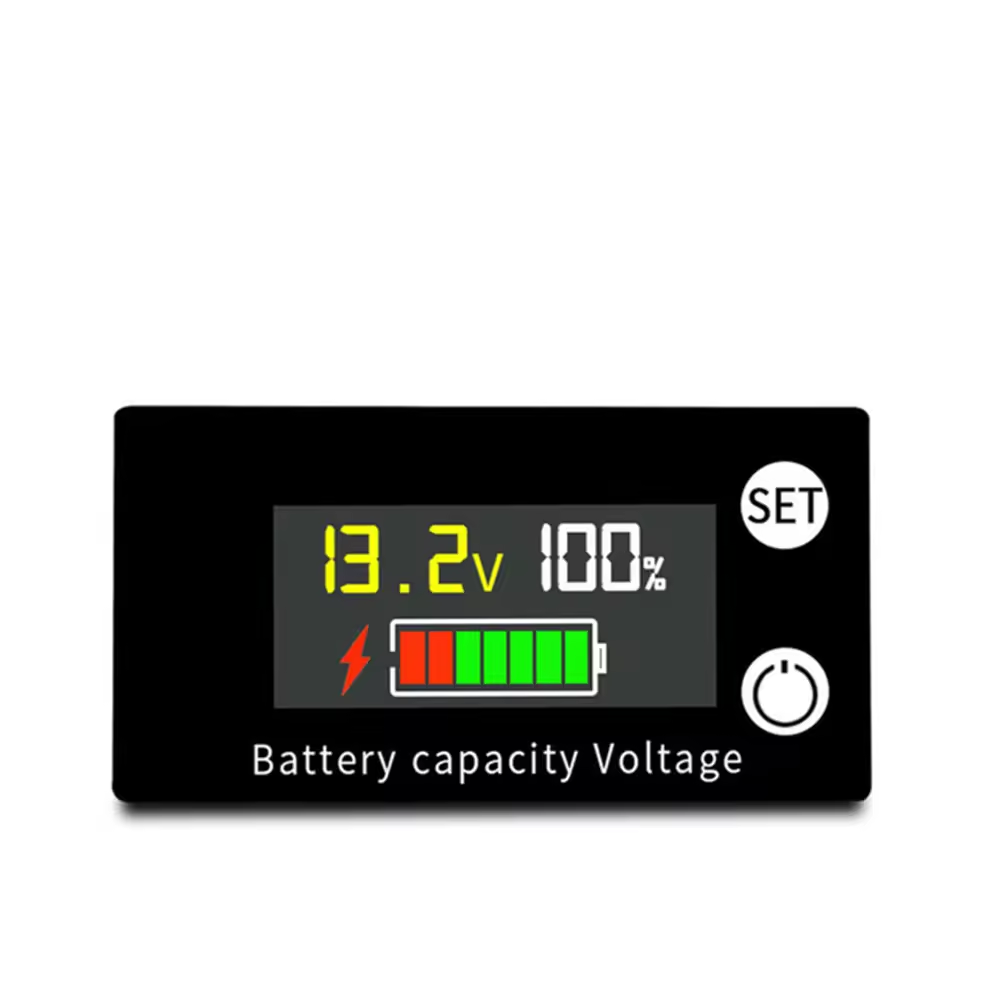 LCD Battery Capacity Indicator Temperature Alarm DC 8V-100V Lead Acid Lithium LiFePO4 